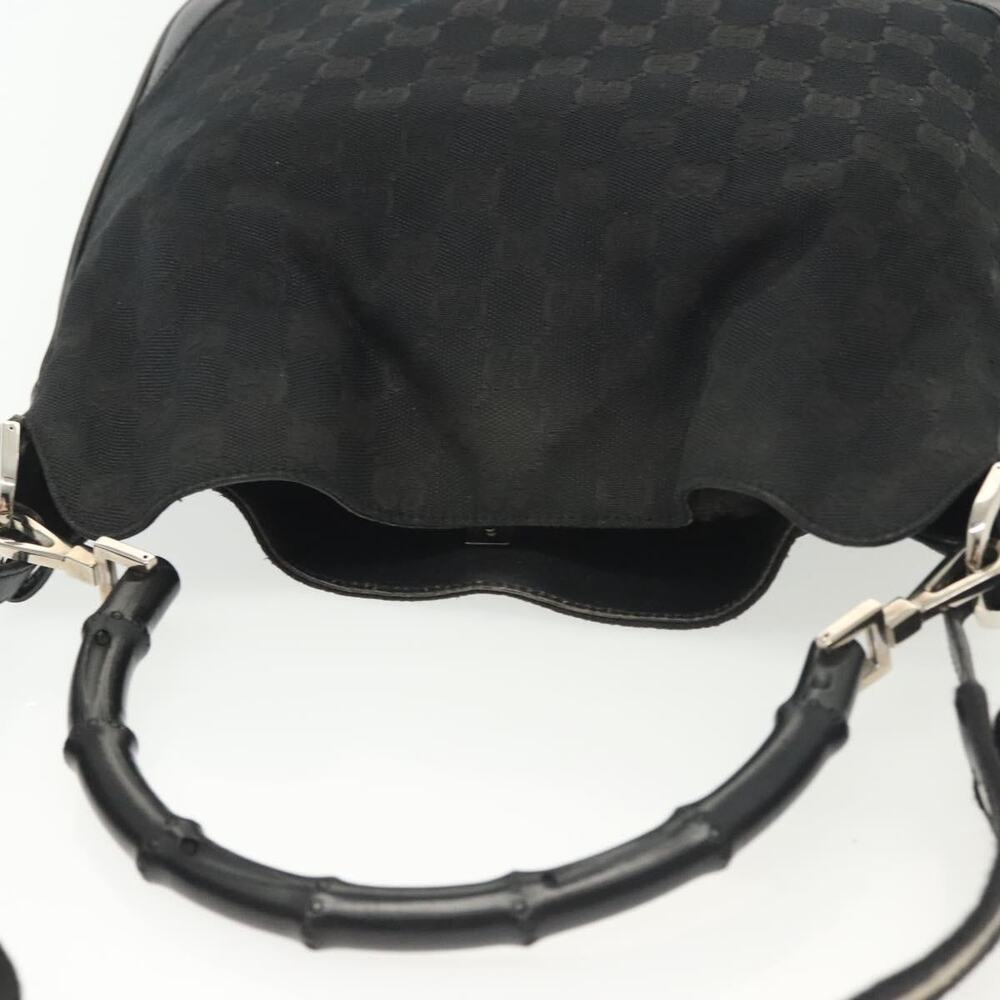 GUCCI Bamboo GG Canvas Hand Bag Black Silver 001 001 - Picture 6 of 16